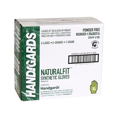 Handgards Handgards Naturalfit Powder Free Extra Large Synthetic Glove, PK400 304362514